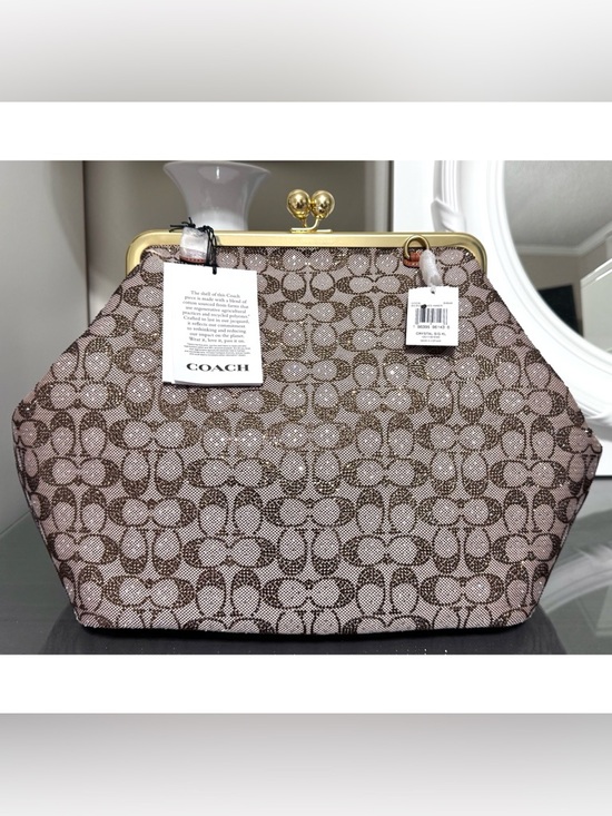 Coach Handbags - COACH Large Kisslock Frame Bag In Crystal Signature Jacquard